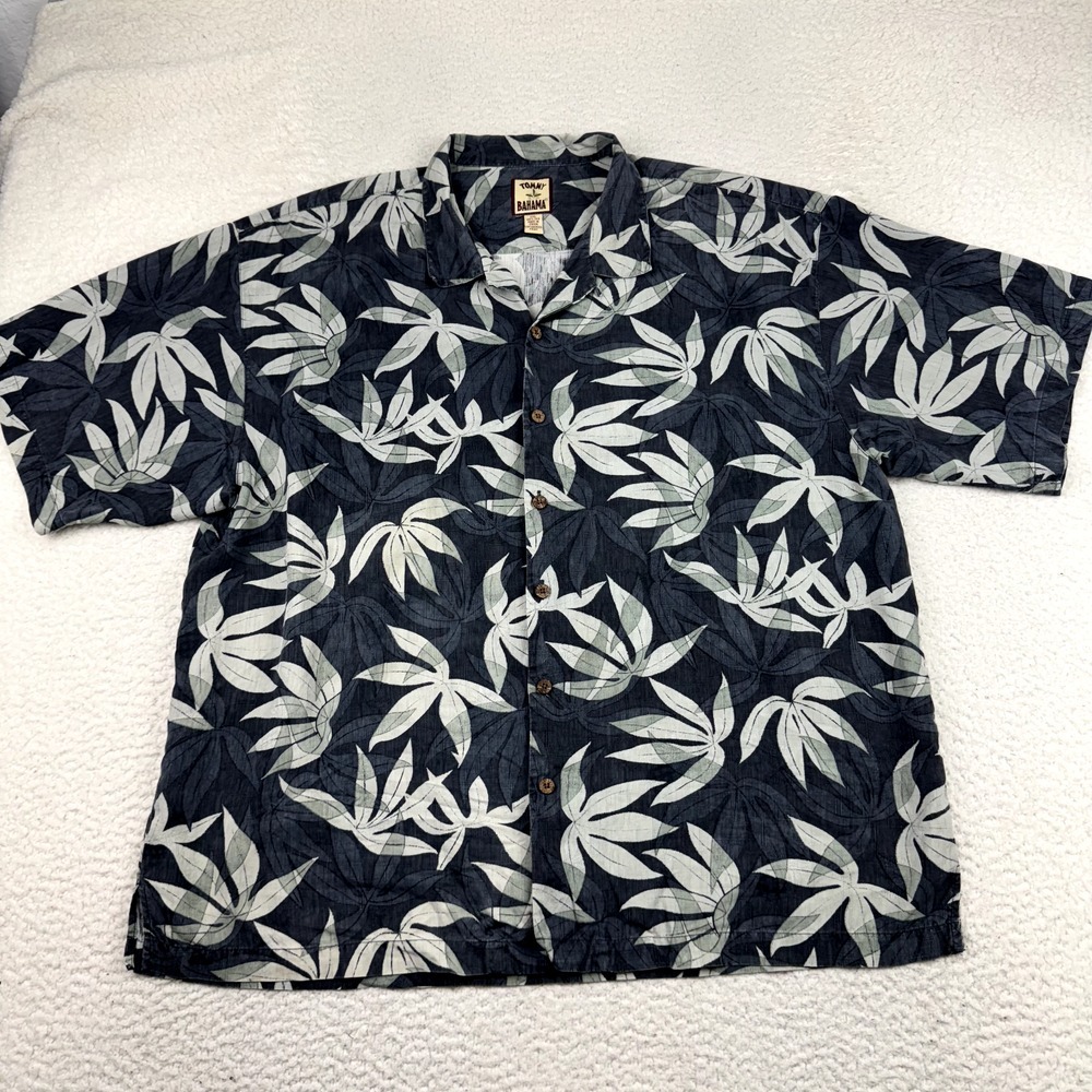VTG Tommy Bahama Hawaiian Camp Shirt Men's 2XL Silk Floral Tropical Cruise Aloha